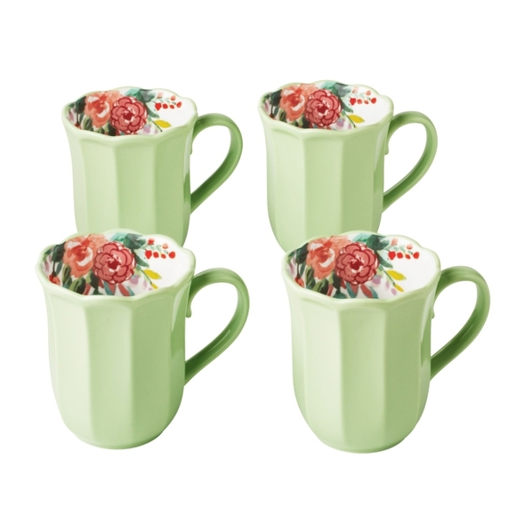 2024 ❤️ New Pioneer Woman Painted Meadow 4-Piece Ceramic Mug Set - Picture 9 of 10